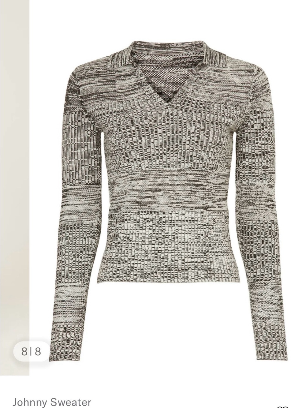 Club Monaco Black & White Marled V-Neck Sweater